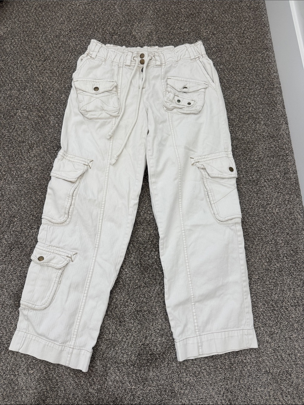 Free People White Cargo Joggers